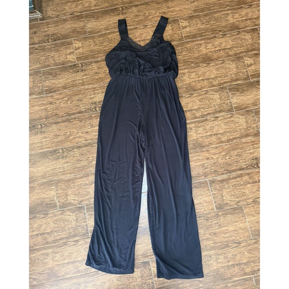 Soma Wide Leg Lounge Jumpsuit with Crochet Trim - S